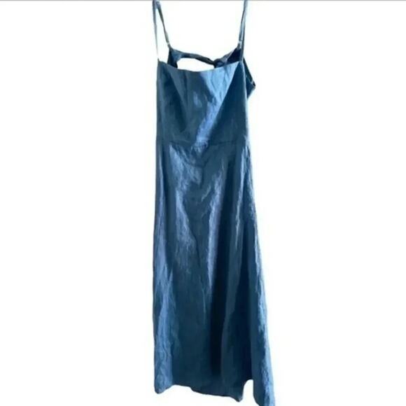 Reformation 100% Linen Starfruit Parisian Blue Open Back Midi Dress B1146 - Picture 2 of 3